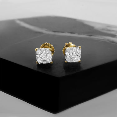 yellow 14K YELLOW SOLID GOLD DIAMOND STUD EARRINGS 0.35 CTW